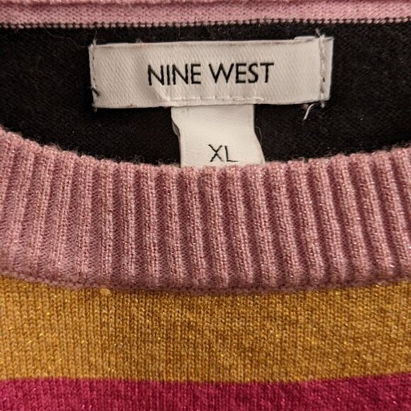Sparkle Striped "Nine West" Sweater Size XL - Picture 2 of 11
